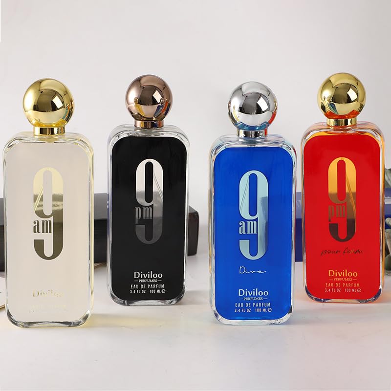 Diviloo 9PM Eau de Parfum for Men 3.4 Fl Oz, 9AM Eau De Toilette