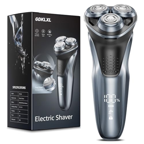 GDKLXL Rechargeable Electric Razor for Men: IPX7 Waterproof Shaver - 4D Flex Precision Blades with Pop-Up Trimmer - 1.5H Fast Charge - Gentle on Sensitive Skin, Travel-Friendly，Valentine's Day Gifts