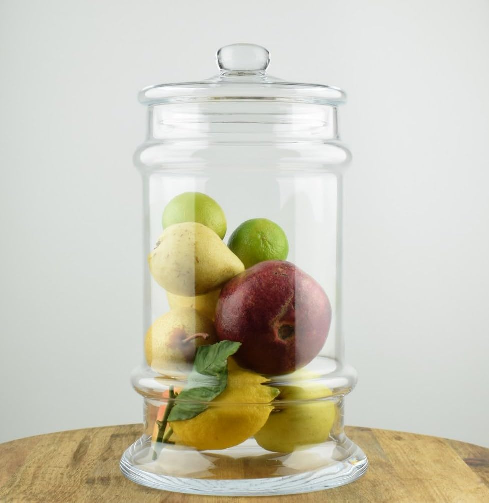EMH Handmade Glass Jar Cookie Sweet Bonbon Storage Jar Bowl With Lid 34 cm