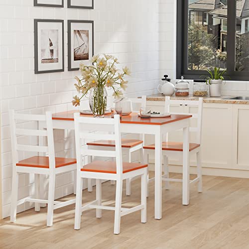 HOMCOM-Dining-Table-Set-for-4-5-Piece-Modern-Kitchen-Table-and-Chairs-Wood-Dining-Room-Set-for-Small-Spaces-Breakfast-Nook-White