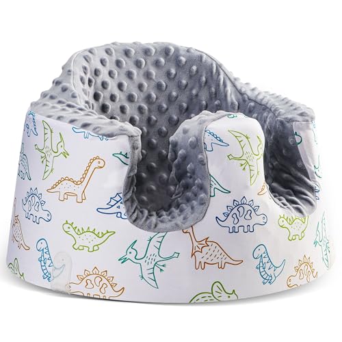 Image of BOMOLOUR Seat Cover Compatible with Bumbo and Nuby Seat, Removable Breathable Baby Floor Seat Cover for Boys and Girls, Seat Not Included (Gray Dinosaur)