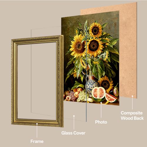 Image of eletecpro 8x12 Vintage Picture Frame, Glass Cover, Gold, 2-Pack