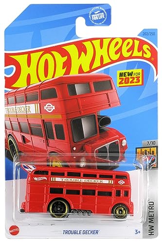 Hot Wheels 2023 #202/250 HW Metro #7/10 de doble piso Drag Bus Trouble Decker
