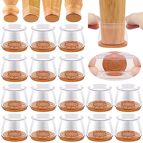 Image of 24-Pcs Extra Large Round Silicone Chair Leg Floor Protectors | Stretchy Furniture Pads & Caps Protect Hardwood Floors from Scratches & Noise and Fit Most Dining Table & Bar Stool Legs