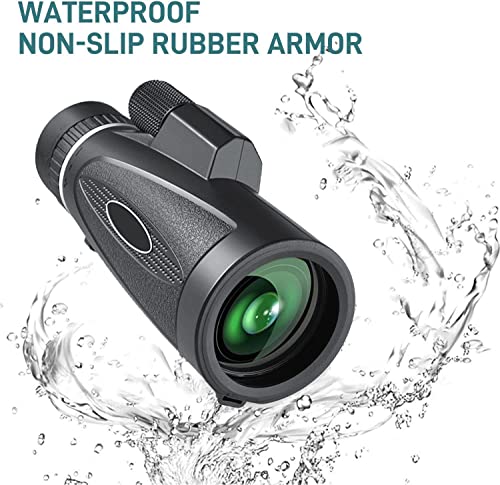 Monocular impermeable 10-32x50 HD ligero con óptica transparente y trípode 4