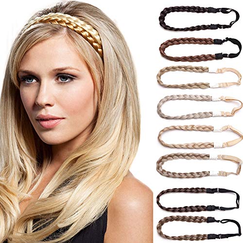 Twist Braided Hair Headbands 5 Strands Synthetic Hair Classic Chunky Wide Braids Elastic