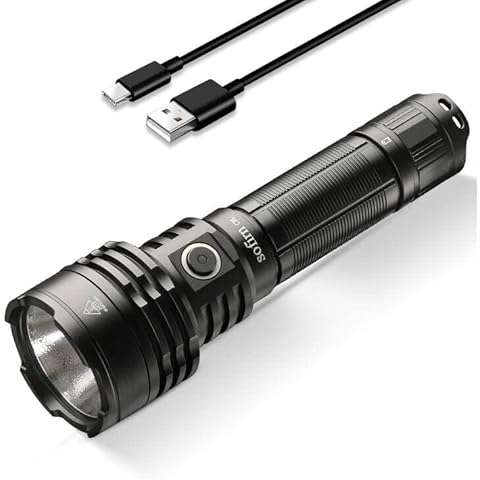 Sofirn Rechargeable Torch, C8L Super Bright Flashlight with Powerful XHP50D HI, Max 3100 Lumens, Tactical Tail Switch, for Household Search, Outdoor Camping, Hiking and Mountaineering Cover