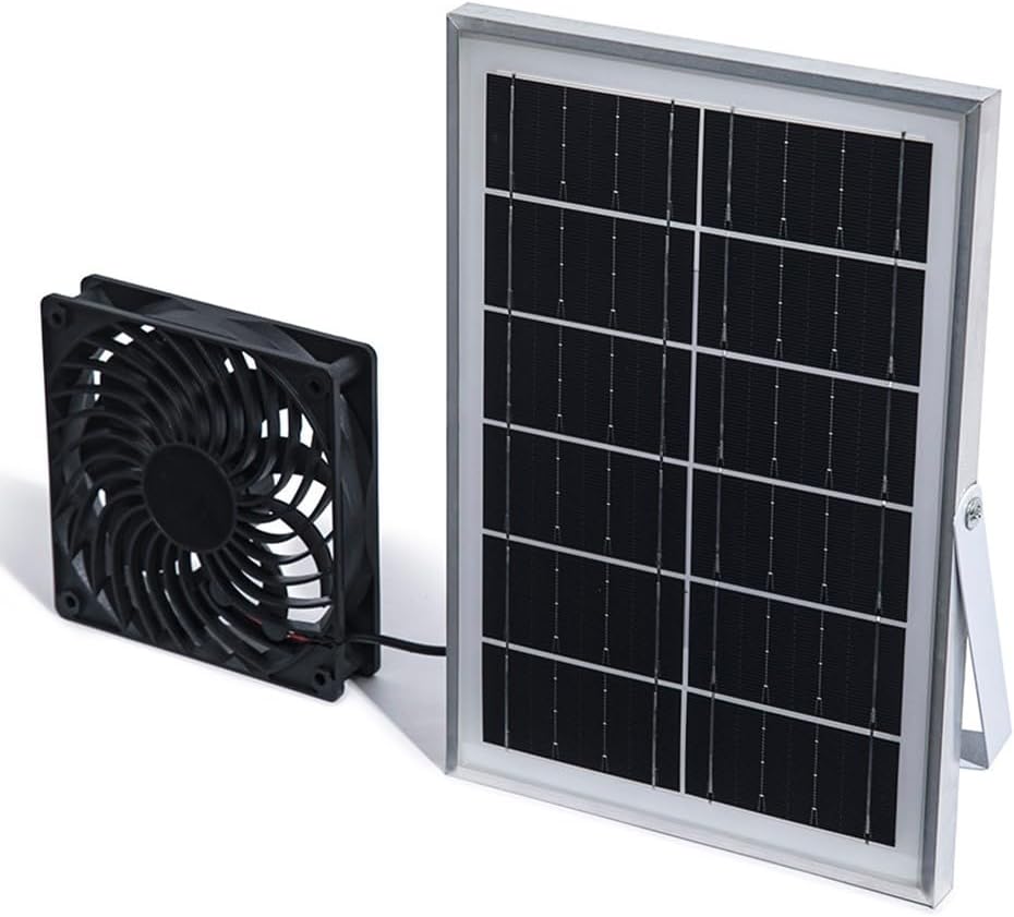 8W 6V Solar Exhaust Fan With Dual System For RV, Greenhouse, Chicken, Pet House Ventilation And Cooling, Black(Single fan)