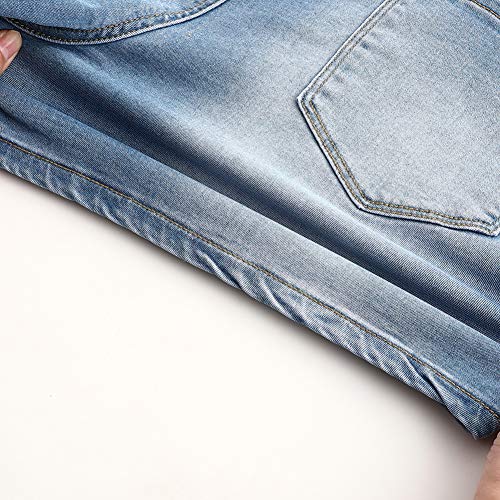 Image of THUNDER STAR Women Mid Rise Ripped Stretchy Jeans Shorts Frayed Raw Hem Casual Denim Shorts