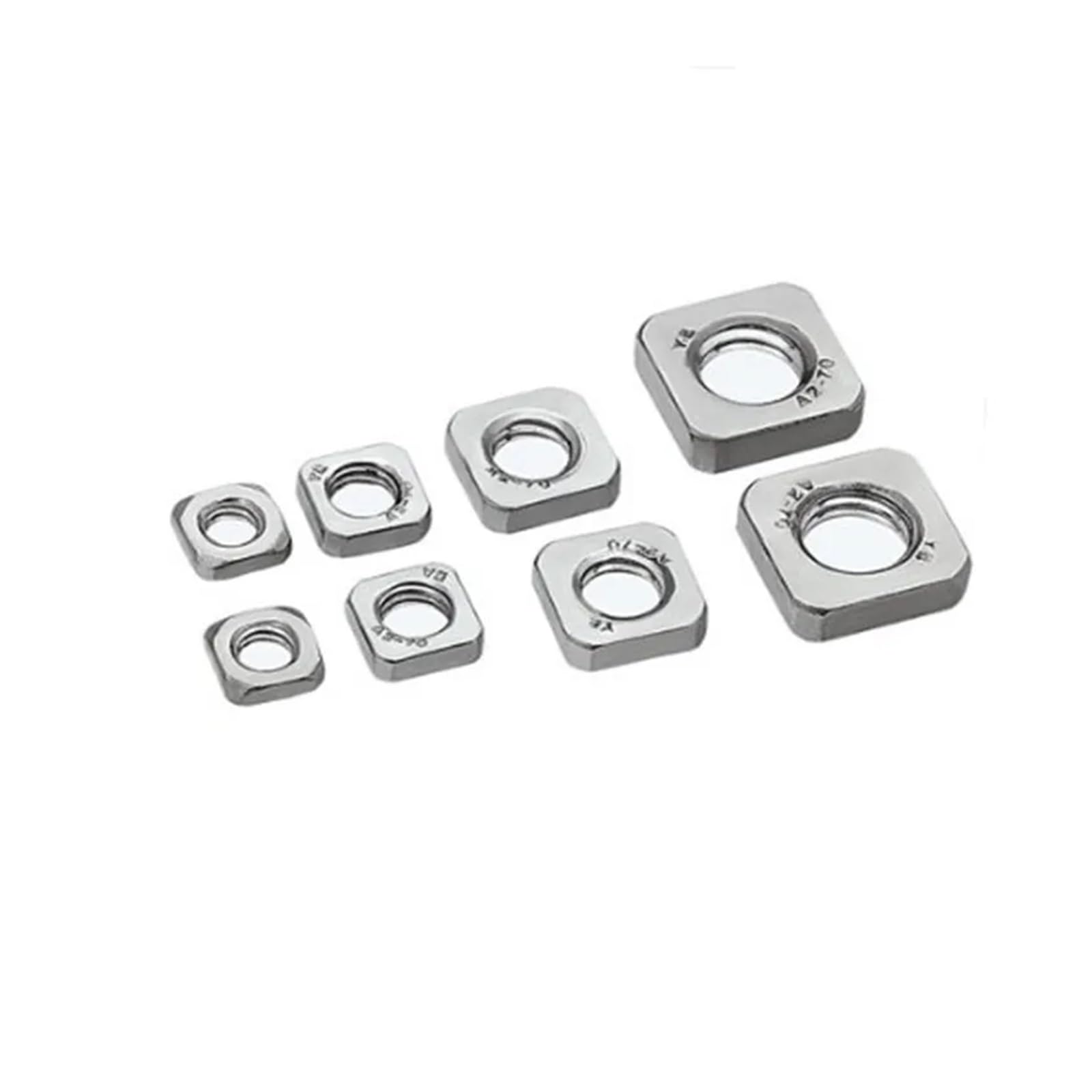 Nakrętki kwadratowe, 10-50 szt. M3 M4 M5 M6 M8 A2-70 Stal nierdzewna Srebrna Cienka(M8 20pcs)