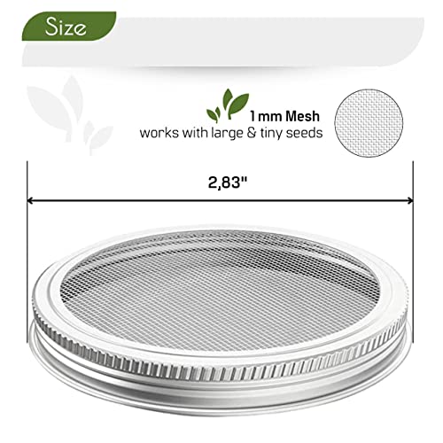 2Pcs Stainless Steel Sprouting Lids – Regular Mouth Mason Jars Lids For Germination Kit Mason Jar Mesh Lids For Sprouts Grow Kit Sprouting Jar Lids For Growing Broccoli Alfalfa Mung Bean Sprouts #TOP2