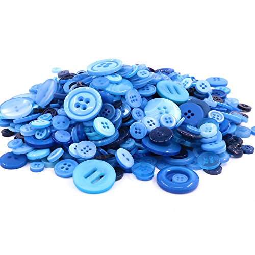 Swpeet 650 Pieces Assorted Sizes Resin Buttons 2 And 4 Holes Round Craft Buttons For Sewing Diy Crafts Children's Manual Button Painting (Blue) #TOP1