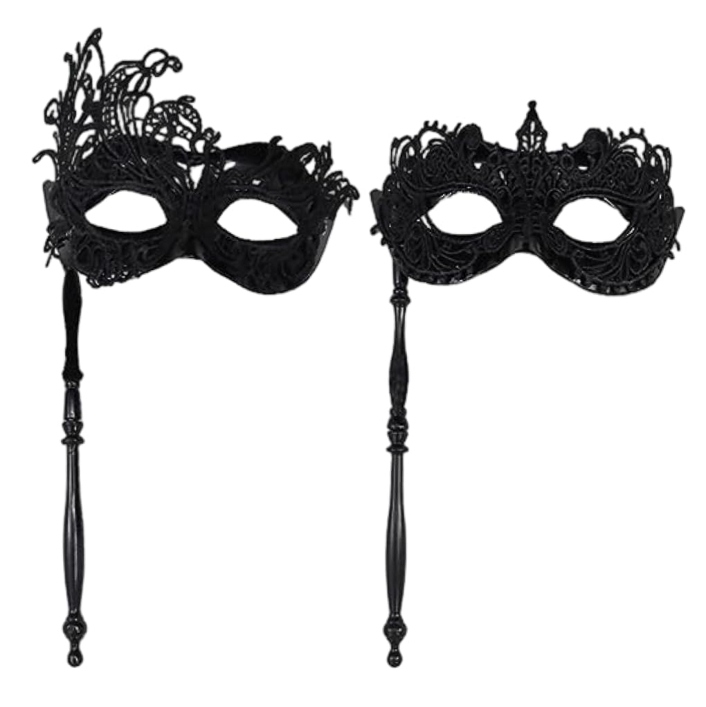 CNAFGBGG Masquerade with Stick, 2 PCS, Lace, Halloween.