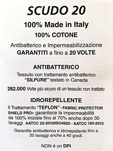 100% cotone antibatterico idrorepellente lavabile