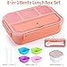 Bento Box Adult Lunch Box, Lunch Containers for Kids Girls Boys with 4 Compartments, Lunchable Food Container with Utensils, Sauce Jar, Muffin Liners, 40 Oz/5 Cup, Microwave & Dishwasher Safe, Pink