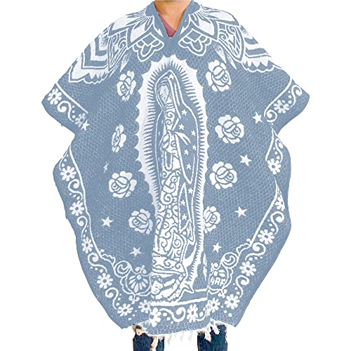 Mexican Poncho Virgen de Guadalupe– Handmade Serape Poncho – One-Size Adult Poncho - Cobija Gaban - Blanket3