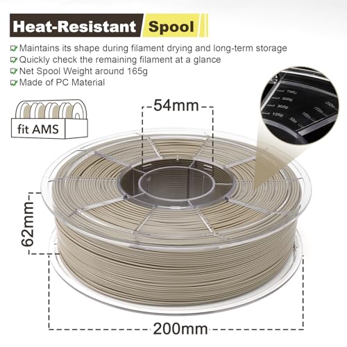 Image of ASA Filament 1.75mm, Grey Beige, UV Resistant Weather Resistant 3D Printer Filament, Heat Resistant up to 96C, Low Odor, Strong Layer Adhesion for Outdoor Functional Parts, 1kg Spool