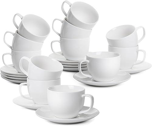 Miniatura 11 de BTaT Tazas de té y platillos de porcelana - 6 onzas, negro, juego de 6, adultos Negro,Blanco (Daisy White),Margarita blanca con ribete