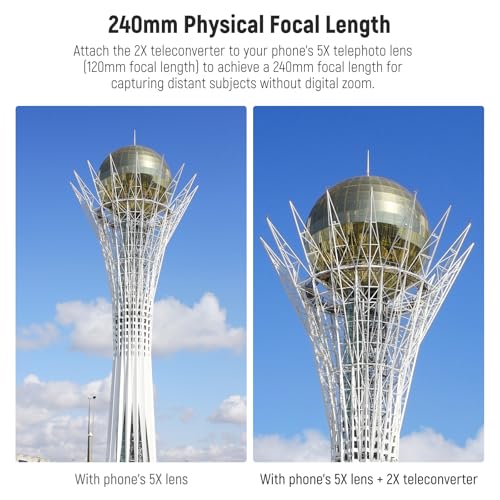 Image of NEEWER 2X Converter for Phone Camera Telephoto Lens Only, 240mm Teleconverter 7 Elements in 5 Groups, 17mm Thread Compatible with NEEWER Phone Cage iPhone Android Samsung Xiaomi, LS-79