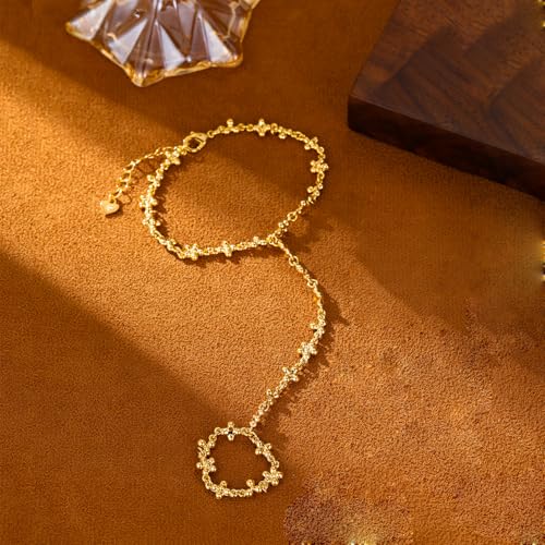 Gold-tone Hand Chain, Ring and bracelet Chain Gold-tone Bracelets Jewelry for Women4