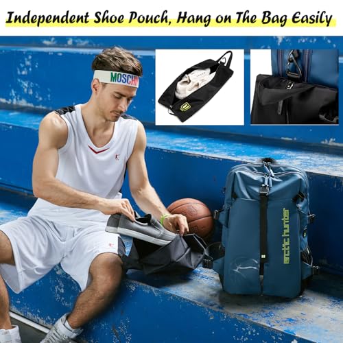 Image of Arctic Hunter Multi-Functional Ball Backpack | Separate Ball Pocket, Independent Shoe Pouch, Waterproof Compartment, Laptop Sleeve | Ideal for Cricket, Basketball, Soccer, and Gym (Black)