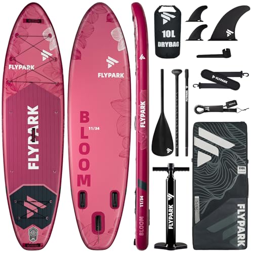 Flypark 11'x34 Inflatable Paddle Boards, Extra Wide SUP for 420lbs/3Adults, Yoga Stand Up Paddle...