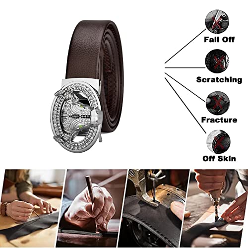 Western Metal Cowboy Belt With 3D Bull Ratchet Buckle - Rhinestone Embellished Fully Adjustable Waist Strap2