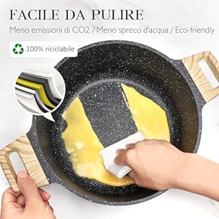 GiPP Set di 14 Pentole in Granito e Padelle con Rivestimento Antiaderente, 20 + 24 + 28 cm, Set di Pentole da 16 + 24 cm, Set di Pentole a Induzione con Spatola+Cucchiaio, Per Tutti i Piani Cottura