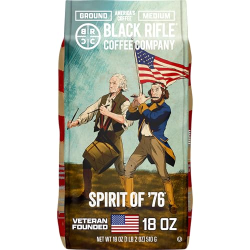 Black Rifle Coffee Company Spirit of 76, 18oz Bag, Ground Coffee Medium Roast - Roasted Blend Made from Arabica Beans - Colombian & Brazilian Beans - Veteran Founded & American Made