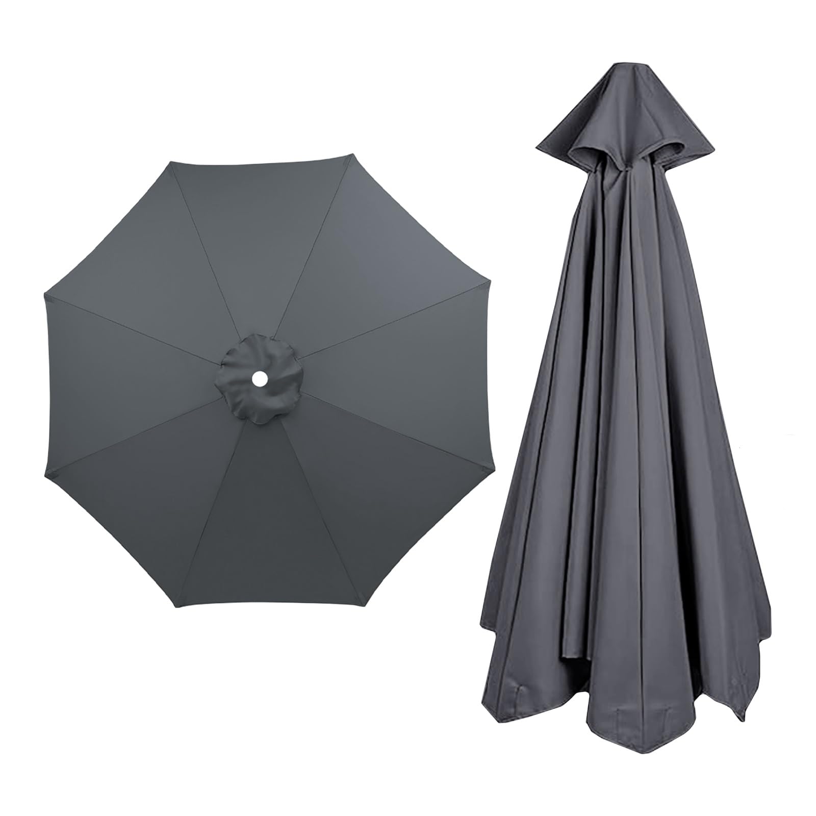 Garden Umbrella Parasol Top Fabric Cover Sunshade Cloth, 6 8 Ribs 200 230 250 280 300 350 CM, Large Patio Umbrella Weatherproof UVAnti, Canopy Replacement Cantilever Parasol Cover(Grays,2.5M/8Ribs)