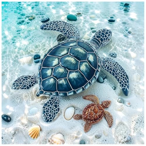 DIADAY Sea Turtles Diamond Painting Kit Diamond Art Kits for Adults 5D Full Round Drill Turtles Diamond Art Painting DIY Gem Craft Arts Home Wall Decor Gift 12 x 12 Inches