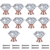 perillas de muebles 💎Diseño Creativo: La manija de los muebles de cristal adopta un diseño en forma de diamante con bordes pulidos y una sensación cómoda. Corte de cristal en forma de diamante, aspecto elegante. Seguro y fácil de limpiar.