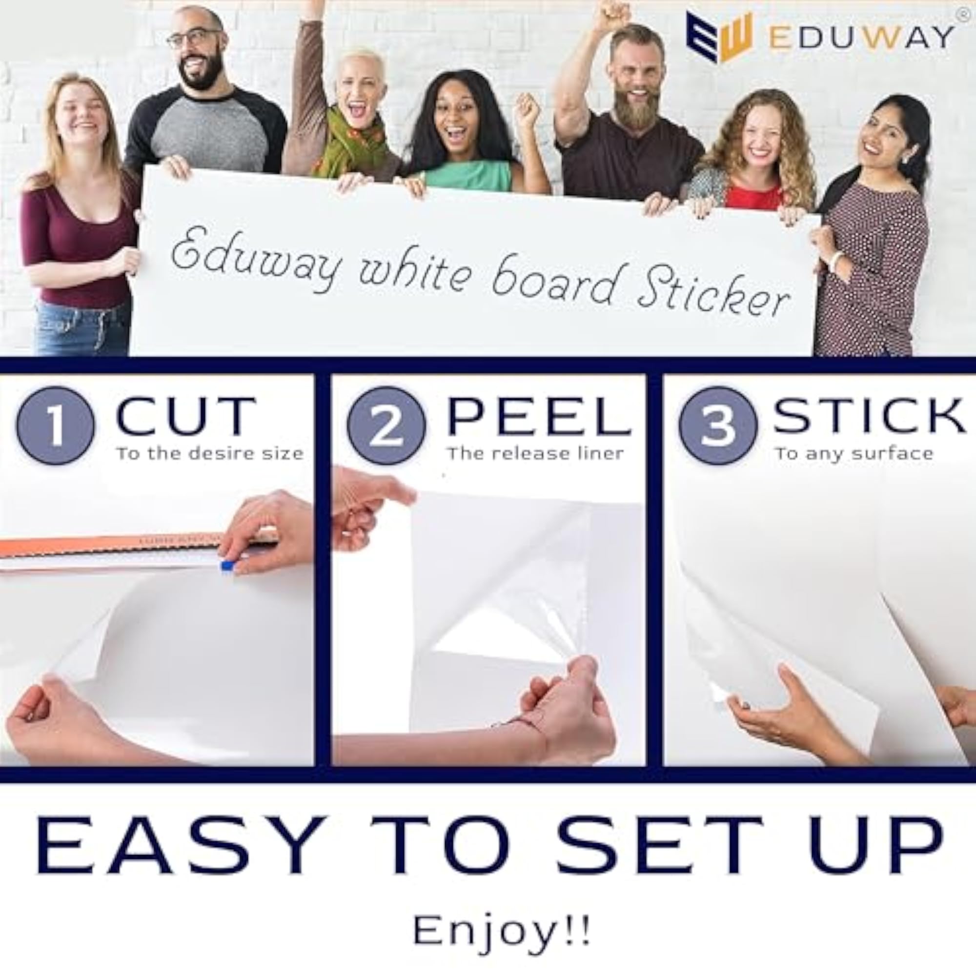 60x200 Cms Removable Whiteboard Sticker with Marker