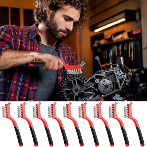 Image of 18PCS Wire Scratch Brush Set Soft Grip for Rust, Dirt & Paint Scrubbing with Deep Cleaning (Stainless Steel Wire)