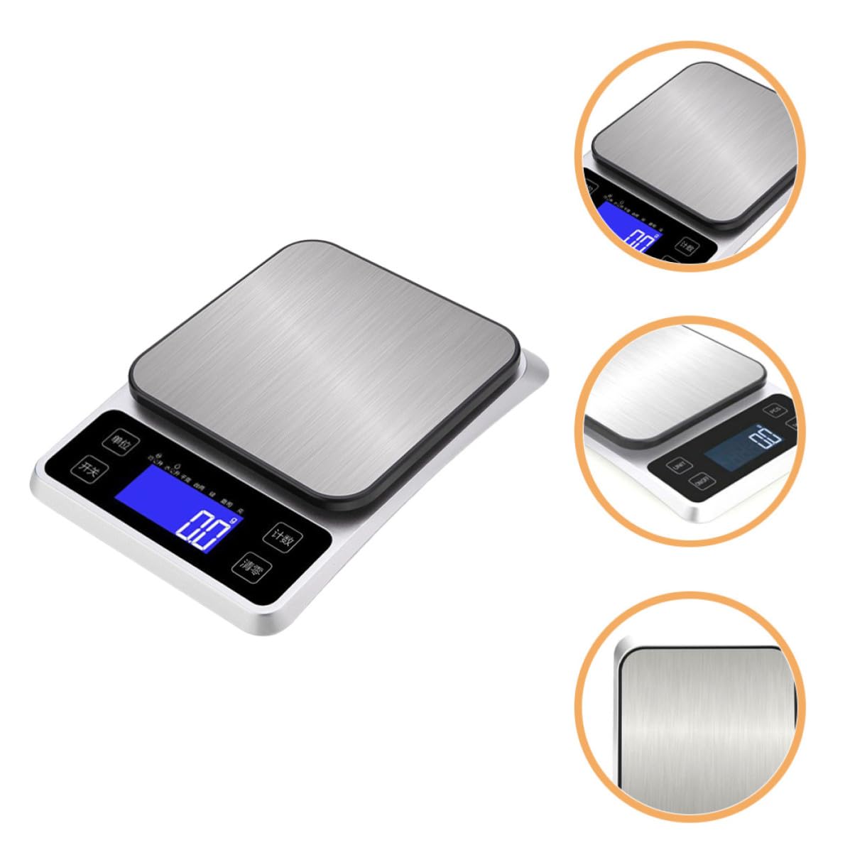 Báscula y para Precisión de Adecuado Alta Capacidad de 5kg/1g Electrónica Portátil de Acero Inoxidable Pesar Cocina Alimentos y Repostería