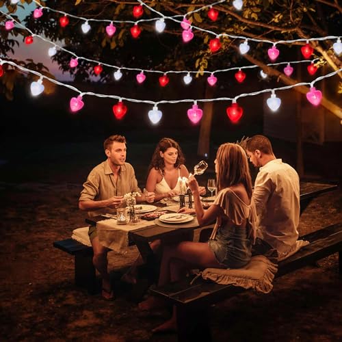 Faiclrr GSQ1404-SET Outdoor Valentines Day Decorations 16.4 Ft 30 Led Valentines Day Solar Heart Lights thumb #6