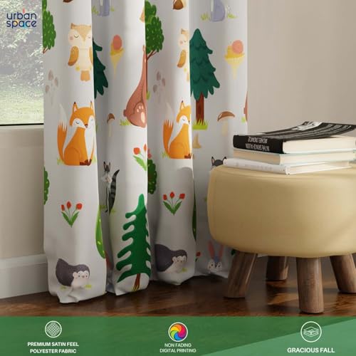 Image of Urban Space Digital Printed Blackout Curtains for Long Door Bedroom, 80-85% Room Darkening Blackout Kids Decorative Curtains, 1 Piece Curtain with Eyelets and Tieback (Long Door 8 Ft, BugsBunny)