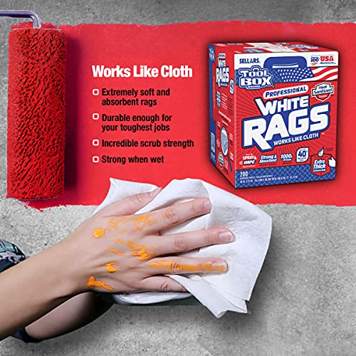 Image of Sellars 58202 ToolBox White Rags Box, 10 inch x 12 inch (6 Boxes of 200 Sheets)