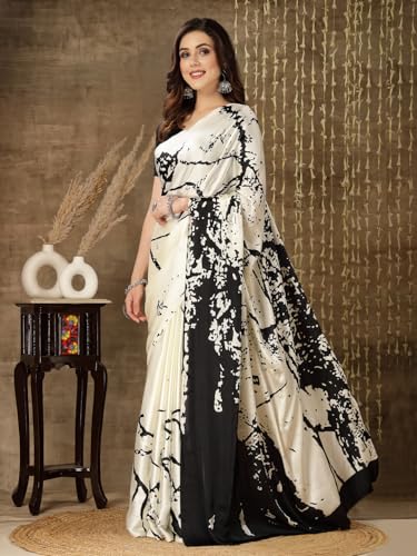 Image of Stylum Women's Tie & Dye Print Satin Saree