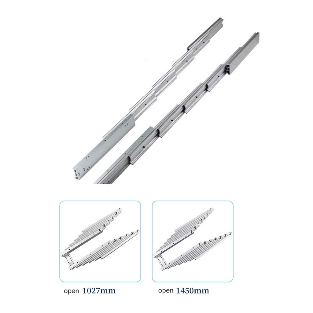 Bisagras de gabinete, Bisagra de riel guía de mesa plegable oculta de aluminio 1 juego(Open 1270mm)