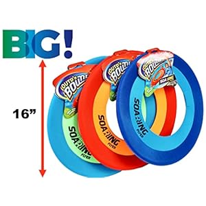 JA-RU Soft Giant Frisbee Throwing Disc 16″ (3 Unit Assorted) Soaring Flyer Splash Fun Aqua Flyer Lightweight. Flying Discs for Kids & Adult Toys. Safe Easy and Professional. Plus Bouncy Ball.5138-3p