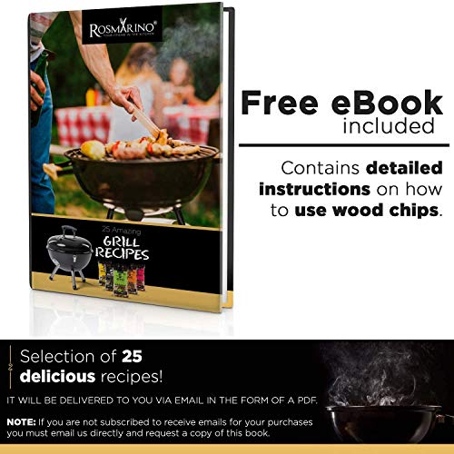 ROSMARINO Smoking Wood Chips 3 PACK - EBook with amazing BBQ Recipes Included - 100% Natural Wood Chips from Europe