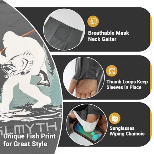 Palmyth Mens Fishing Shirts UV Sun Protection Vented Hoodie Long Sleeve with UPF 50+ Neck Gaiter2