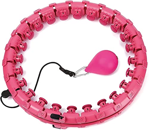 Weighted Hoola Hoop - Non-Falling Smart Hoola Hoops - Hoola Circle 2 in 1 Abdomen Fitness Massage 360Â° Auto-Spinning 24 Detachable Knots Adjustable Size Non-Falling Fitness Circles