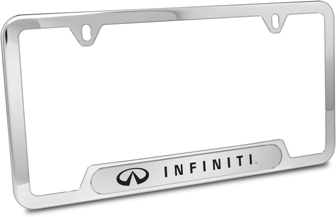 iPick Image for Infiniti in 3D Embossed Silver Insert Chrome Finish 50 States Stainless Steel License Plate Frame