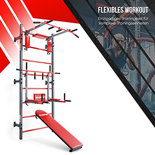 K-Sport: Trainingsset Sprossenwand + Dip Station, Klimmzugstange & Trainingsbank I Kraftstation mit Pull-Up Bar, Dip… – Bild 3
