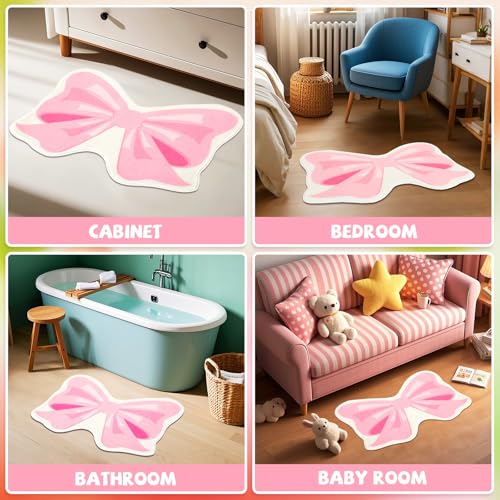 Tapete baño rosa lazo 70x54 cm antideslizante miniatura 4