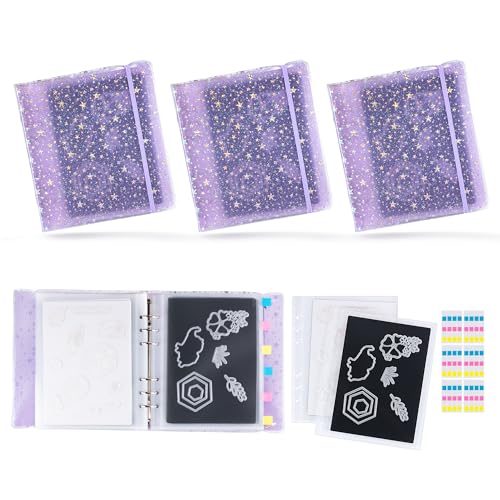 Image of Magnetic Sheets and Storage Bags for Stamps and Dies Storage with Album Pocket, Die Cut Storage Set for Storage Die Cutting,DIY Scrapbooking,Card Making Supplies (Purple 3 Sets)