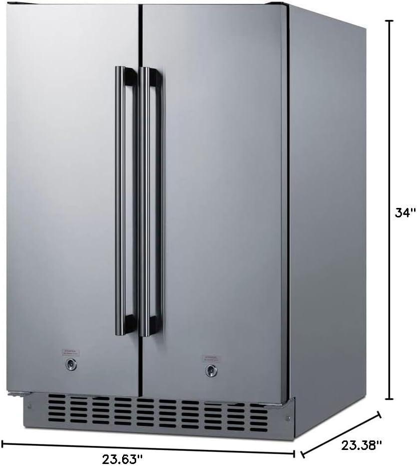 Summit Appliance FFRF24SSCSS 24" Wide Built-In Refrigerator-Freezer, 3.78 cu.ft. Capacity, Open Door Alarm, Hight Temperature Alarm, Stainless Steel Exterior, Digital Thermostat, Frost-free Operation