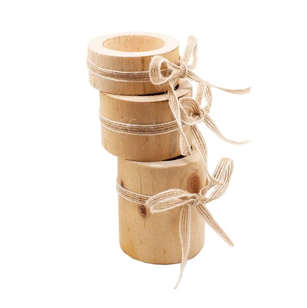 Portavelas 3 Uds Portavelas Natural Soporte De Luz De Té De Madera Maceta Suculenta Sin Terminar con Cuerda De Cáñamo para Decoración De Escritorio Candelabros Decorativos